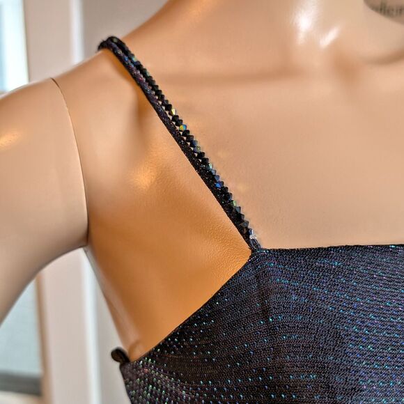 Vintage 1990s Jump Prom Dress Purple Metallic Whimsygoth Formal Slit Size 13 - Picture 6 of 15